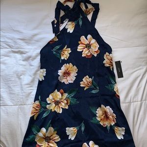 Satin halter tie neck dress